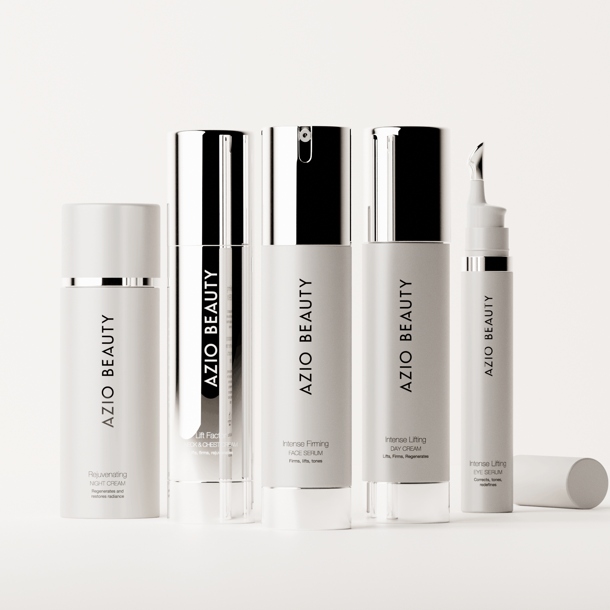 The Firming Routine — five Azio Beauty bottles